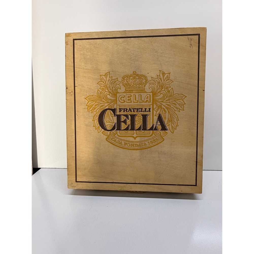 Vintage Fratelli Cella Wooden Wine Crate 3 Bottle Italian Wine Box Rope Handle